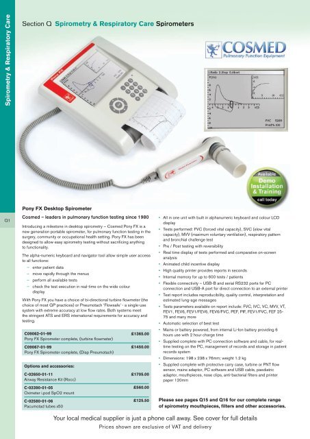 Section Q Spirometry & Respiratory Care Spirometers