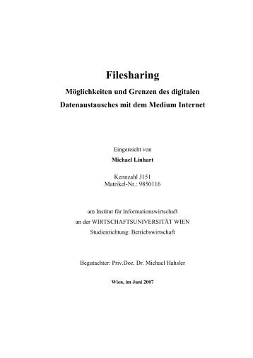 Filesharing - Möglichkeiten und Grenzen des - Michael Hahsler