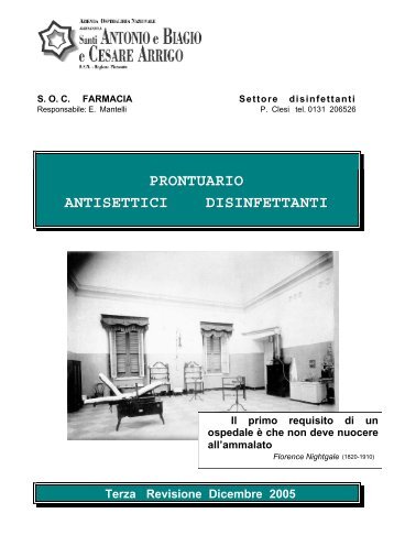 PRONTUARIO ANTISETTICI DISINFETTANTI 2005