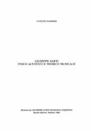 Giuseppe Sarti fisico acustico e teorico musicale - Patrizio Barbieri
