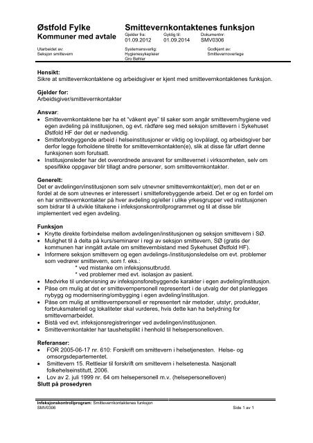 Infeksjonskontrollprogram - Sykehuset Østfold