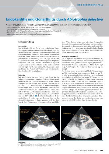 Endokarditis und Gonarthritis durch Abiotrophia defectiva - Unilabs