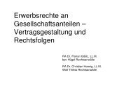 Erwerbsrechte an Gesellschaftsanteilen - bpv Hügel Rechtsanwälte