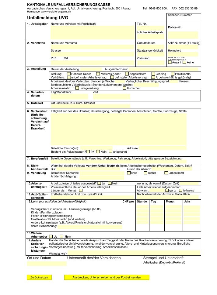 Unfallmeldung Magazine