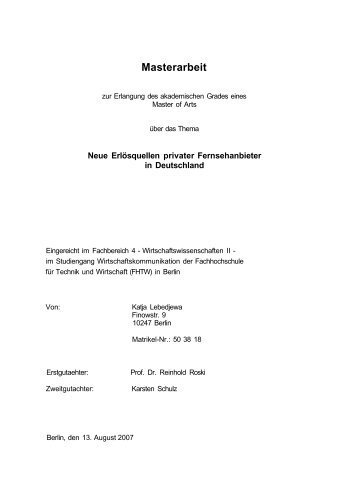 Masterarbeit - HTW Berlin