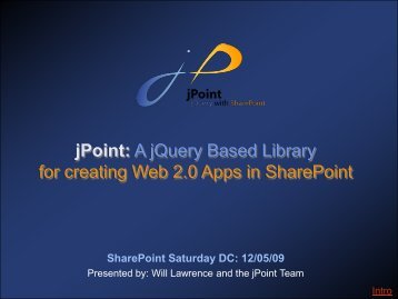 jPoint: A jQuery Based Library for creating Web 2.0 Apps in SharePoint