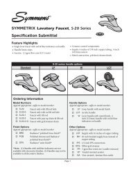 Specification Submittal SYMMETRIX Lavatory Faucet, S-20 Series