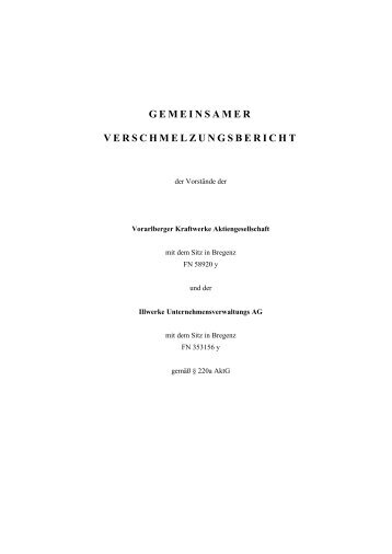 gemeinsamer verschmelzungsbericht - Vorarlberger Kraftwerke AG