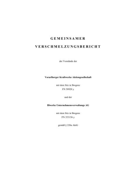 gemeinsamer verschmelzungsbericht - Vorarlberger Kraftwerke AG