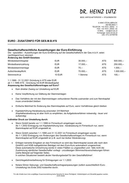 Dr Heinz Lutz Steuerberater Wirtschaftsprufer