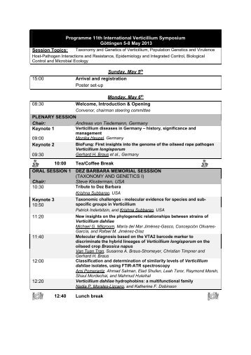 Programme 11th International Verticillium Symposium Göttingen 5-8 ...