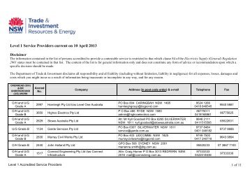 List of Level 1 ASPs - Energy