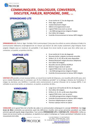 DOC PRODUITS MINSPEAK - PROTEOR Aides Electroniques