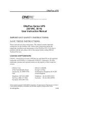 ONePlus Series UPS 230 VAC, 50 Hz User Instruction Manual ...