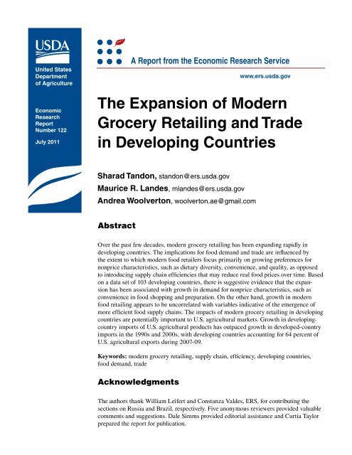 Expansion of Modern Grocery Retailing and Trade in - Economic ...