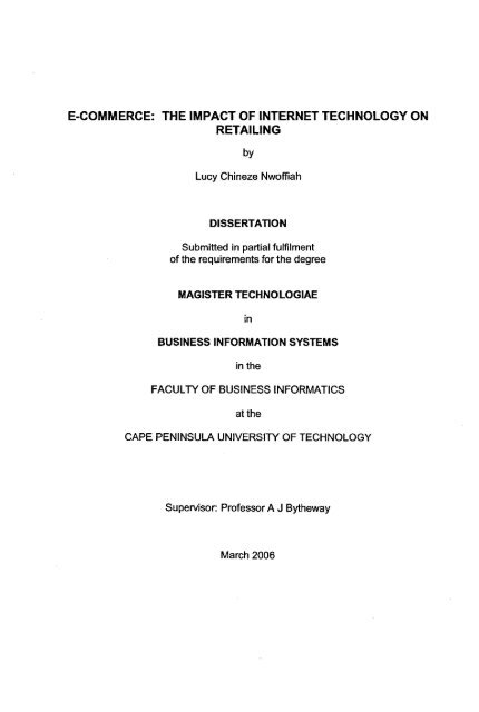 E-commerce - Cape Peninsula University of Technology