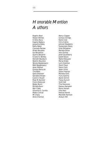 List of Honorable Mention Authors