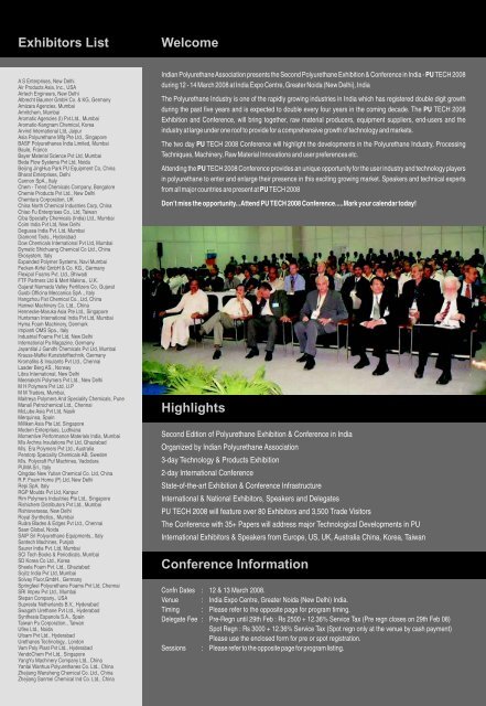 PU TECH 2008 CONFERENCE Brochure - PU TECH 2011