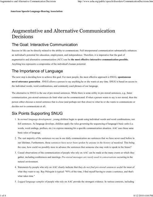 Augmentative and Alternative Communication Decisions
