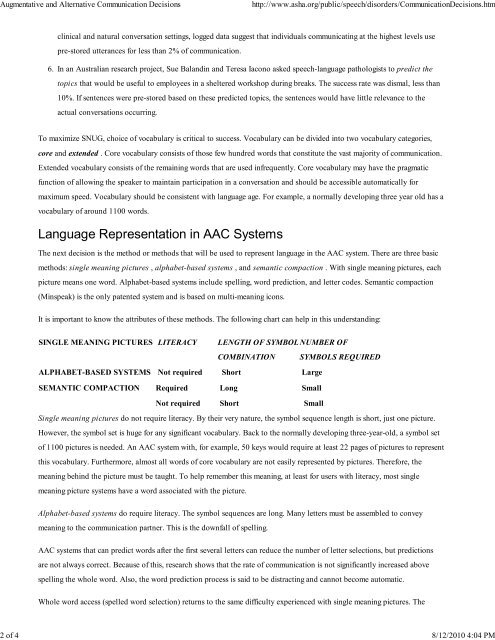 Augmentative and Alternative Communication Decisions