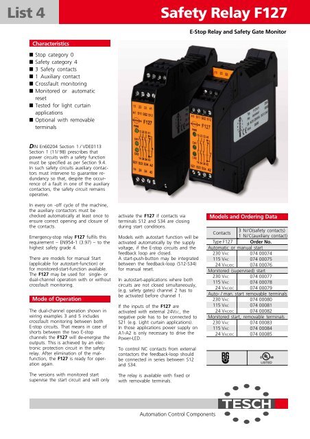 Safety Relay F127 - TESCH GmbH Wuppertal