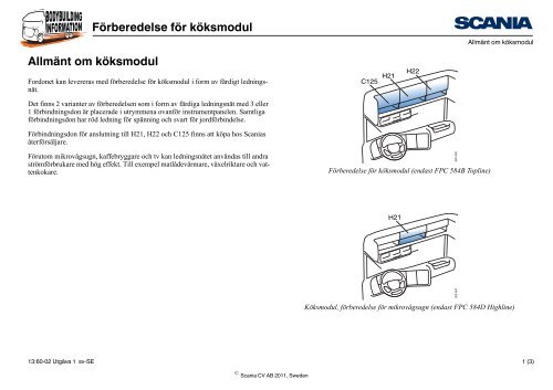Förberedelse för köksmodul Allmänt om köksmodul - Scania
