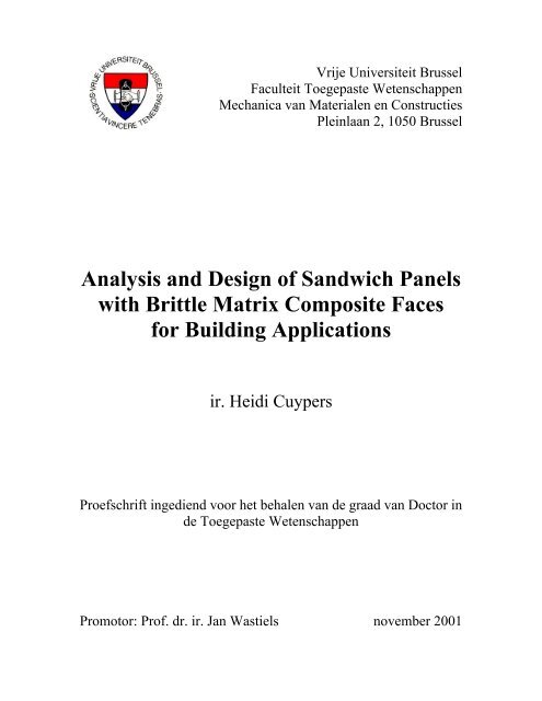 Analysis and Design of Sandwich Panels with Brittle Matrix ...