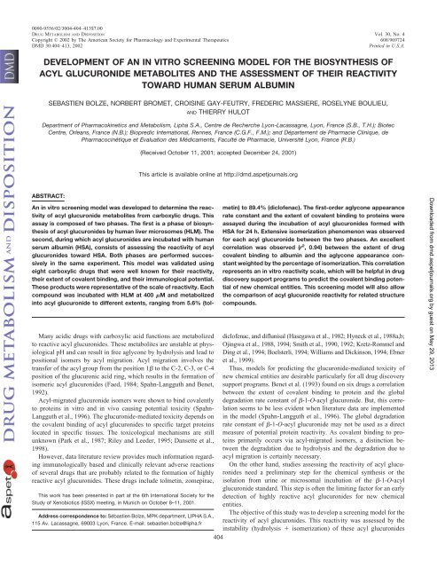 development of an in vitro screening model for the biosynthesis of ...