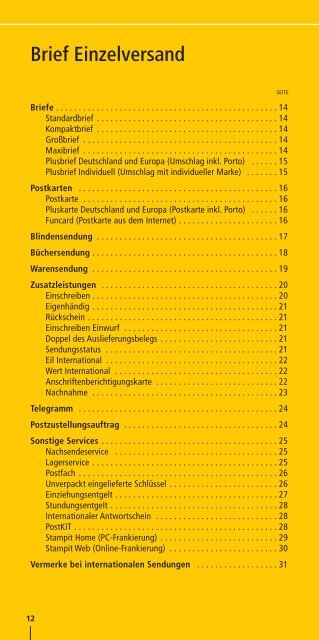 Leistungen und Preise - Index of