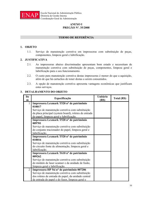 termo de retirada do edital do pregão eletrônico - Enap