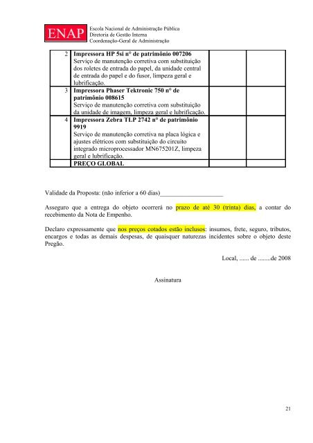 termo de retirada do edital do pregão eletrônico - Enap