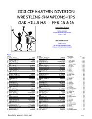 2013 cif eastern division wrestling championships oak hills ... - Eteamz