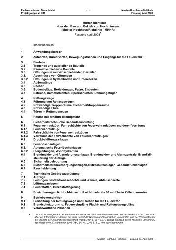 Muster-Hochhaus-Richtlinie - MHHR - Bauordnungen