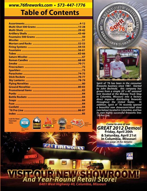 Click here to download our fireworks catalog. - Spirit of 76 ...