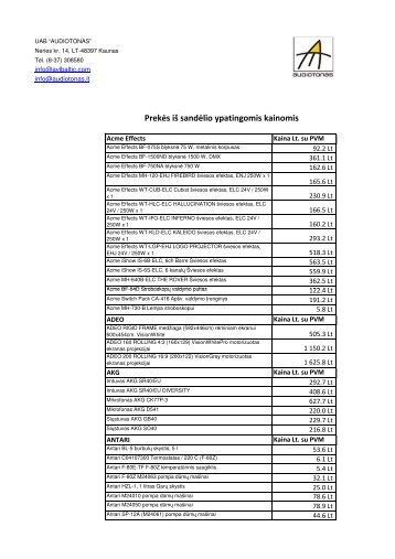 Prekes is sandelio ypatingomis kainomis - AVL Baltic