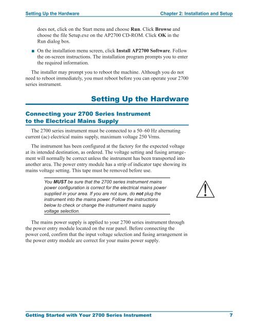 Getting Started with Your 2700 Series Instrument