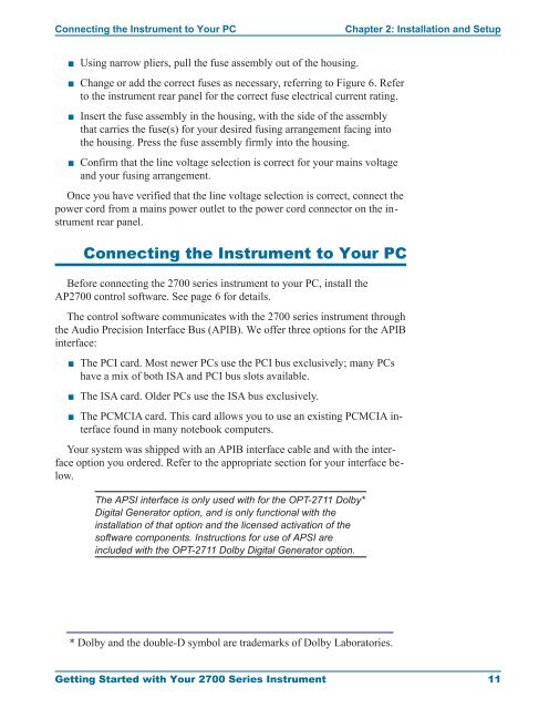 Getting Started with Your 2700 Series Instrument