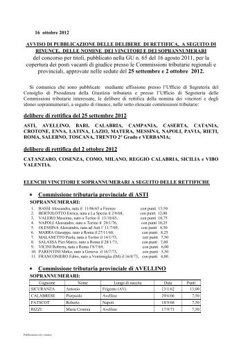pubblicazione elench.. - Giustizia Tributaria