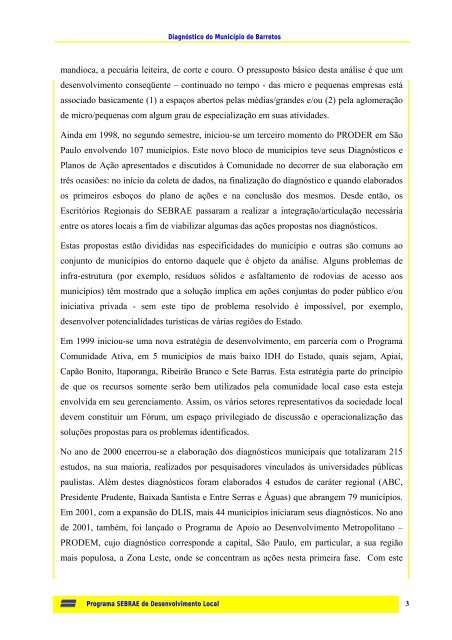 DIAGNÓSTICO MUNICIPAL Plano de Ação Programa SEBRAE de ...