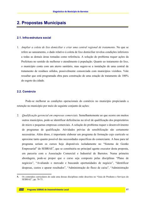 DIAGNÓSTICO MUNICIPAL Plano de Ação Programa SEBRAE de ...