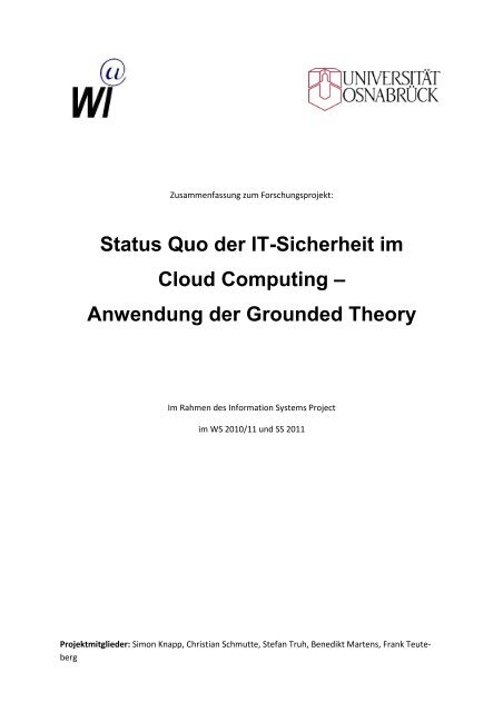 Status Quo der IT-Sicherheit im Cloud Computing - IfMOS ...