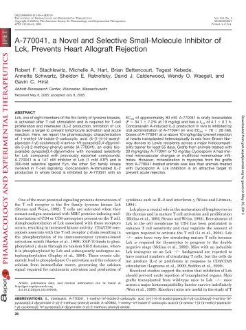 A-770041, a Novel and Selective Small-Molecule Inhibitor of Lck ...