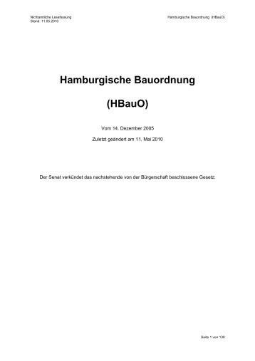 Hamburgische Bauordnung (HBauO) - TPG
