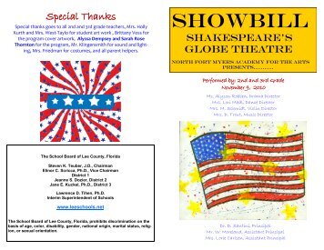 SHOWBILL - North Fort Myers Academy for the Arts