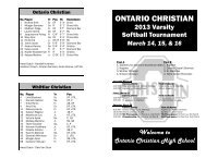 2013 Tournament Program - Ontario Christian Schools