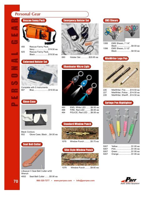 Parr Public Safety Equipment 2006-2007 Product Catalog