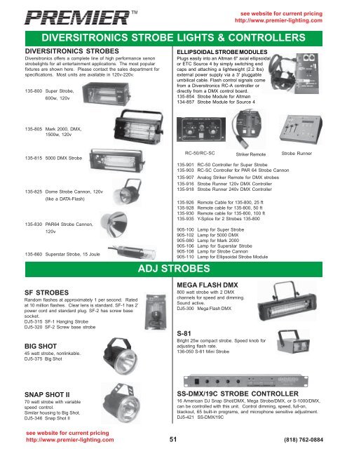 DIVERSITRONICS STROBE LIGHTS & CONTROLLERS ADJ ...