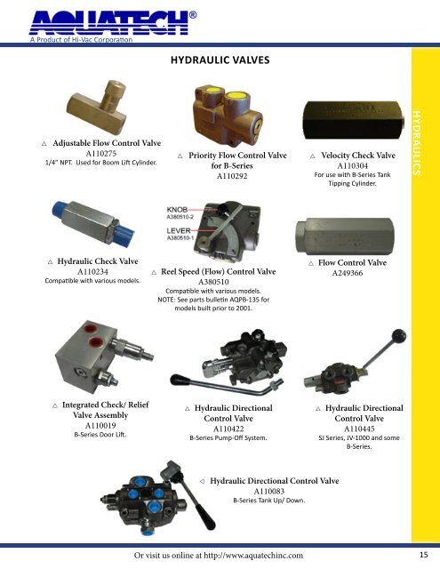 Aquatech Parts and Accesssories Catalog - Sahlberg Equipment