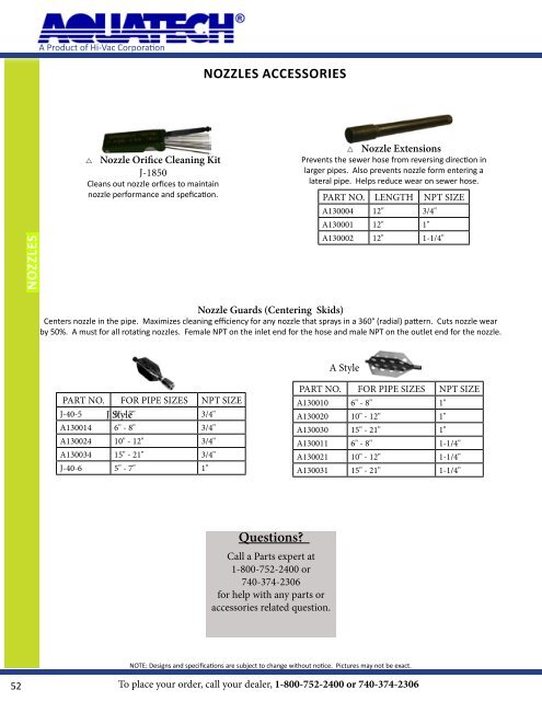 Aquatech Parts and Accesssories Catalog - Sahlberg Equipment