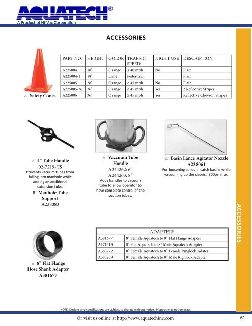 Aquatech Parts and Accesssories Catalog - Sahlberg Equipment